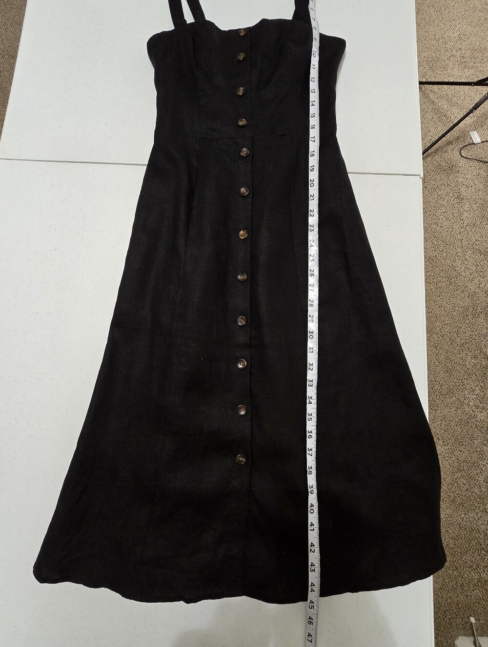 Reformation Folsom Linen Dress Black Button Front Women's 6 Summer Vacation - Picture 8 of 13